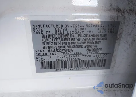 2024 Nissan Sentra Sv Xtronic Cvt from USA, damaged, VIN 3N1AB8CV2RY204602